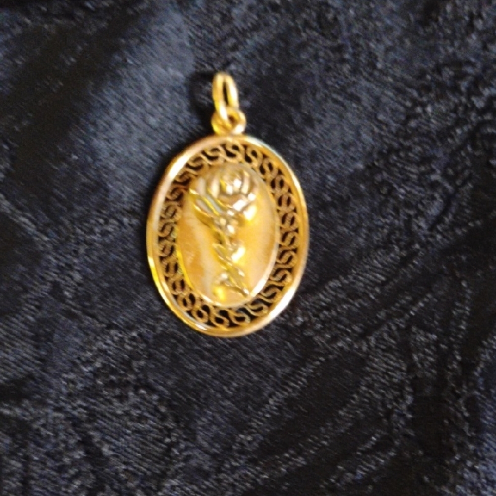 Ornate Gold Oval Pendant Necklace - Buy The Two For $45